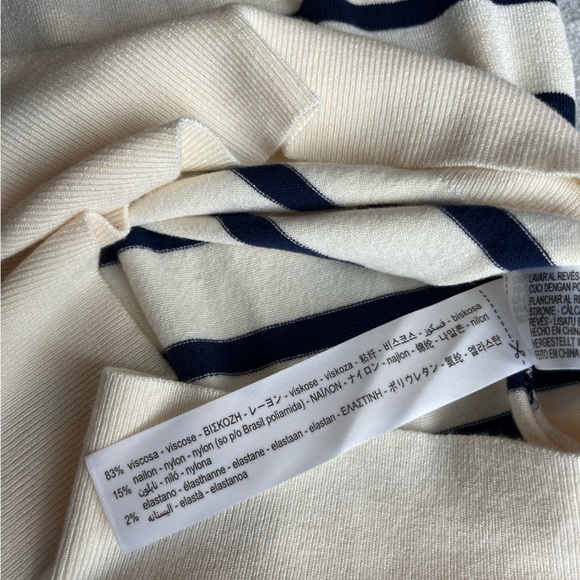Zara Cream and dark navy blue/black Striped Short Sleeve Tee - Picture 9 of 9